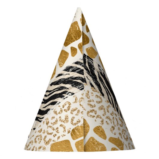 サファリの動物は野生の誕生日を印刷 パーティーハット (裏面)