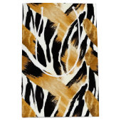 サファリの動物をテーマにした金ゴールドとブラック ミディアムペーパーバッグ (正面)