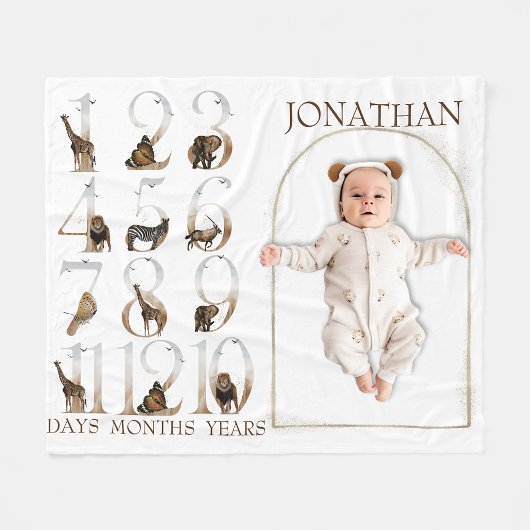 サファリの動物ジャングルのナンバーマイルストーンエイジ フリースブランケット