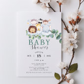 サファリの動物スペインのの赤ちゃんシャワージャングル 招待状