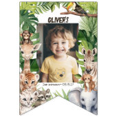 サファリの動物テーマの少年の誕生日の写真 バンティングフラッグ (第2の旗)