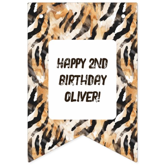 サファリの動物テーマの少年の誕生日の写真 バンティングフラッグ (第1の旗)