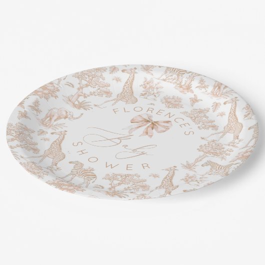 サファリの動物トイレデジュイ赤ちゃんシャワーボホ ペーパープレート (アングル)