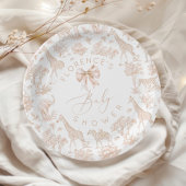 サファリの動物トイレデジュイ赤ちゃんシャワーボホ ペーパープレート