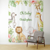 サファリの動物トロピカルベイビーシャワーの背景 タペストリー (インサイチュ)