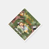 サファリの動物パーソナライズされたの赤ちゃんシャワー スタンダードカクテルナプキン (角)