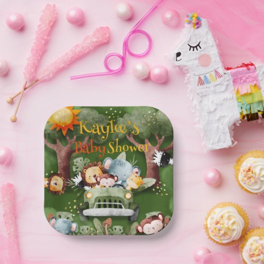サファリの動物パーソナライズされたの赤ちゃんシャワー ペーパープレート (パーティー)