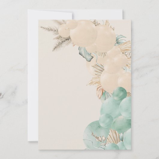 サファリの動物ボホバルーンボーイ1歳の誕生日 招待状 (裏面)