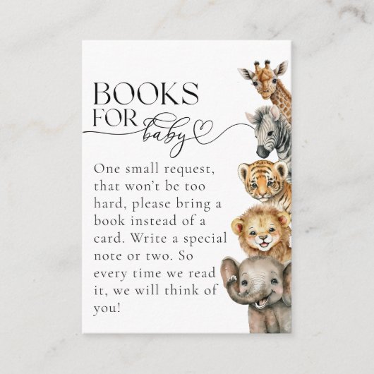 サファリの動物モダンの赤ちゃんシャワー エンクロージャーカード (正面)