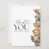 サファリの動物モダンの赤ちゃんシャワー サンキューカード (正面)