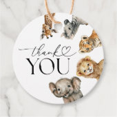 サファリの動物モダンの赤ちゃんシャワー フェイバータグ (正面)