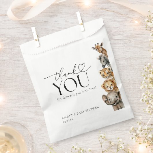 サファリの動物モダンの赤ちゃんシャワー フェイバーバッグ (クリップ留めされた状態)