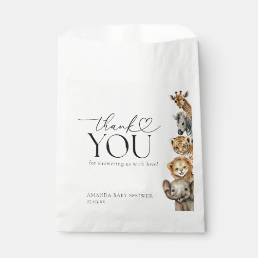 サファリの動物モダンの赤ちゃんシャワー フェイバーバッグ (正面)