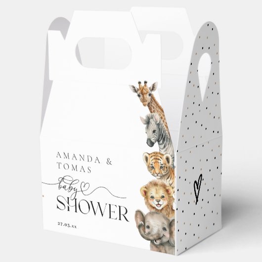 サファリの動物モダンの赤ちゃんシャワー フェイバーボックス (オープン)