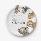 サファリの動物モダンの赤ちゃんシャワー ペーパープレート (正面)