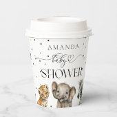 サファリの動物モダンの赤ちゃんシャワー 紙コップ (裏面)