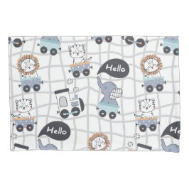 サファリの動物列車 枕カバー