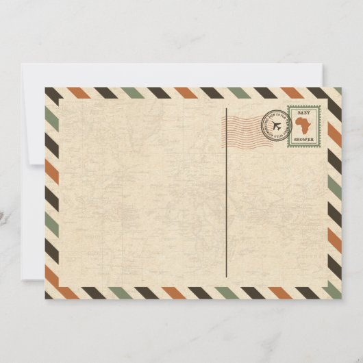 サファリの動物園アフリカ動物のベビーシャワーの招待状 招待状 (裏面)