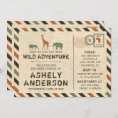 サファリの動物園アフリカ動物のベビーシャワーの招待状 招待状 (正面/裏面)