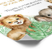 サファリの動物熱帯緑の赤ちゃんシャワーブック ポスター (角)