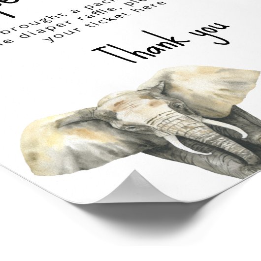 サファリの動物 – おむつラッフルゲーム ポスター (角)