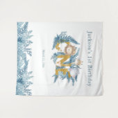 サファリの動物 エキゾチック カスタム 男の子 ファースト バースデー タペストリー (正面(横))