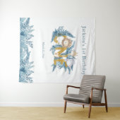 サファリの動物 エキゾチック カスタム 男の子 ファースト バースデー タペストリー (インサイチュ(横))