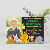 サファリの動物 ジャングルの動物 誕生日招待状 招待状 (スタンド正面)