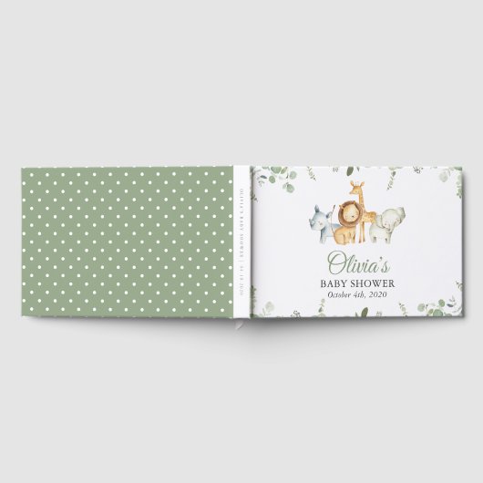 サファリの動物，ジャングル，野生動物，赤ちゃんシャワー ゲストブック (全面)