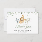 サファリの動物,ジャングル,野生動物,赤ちゃんシャワー サンキューカード (正面)