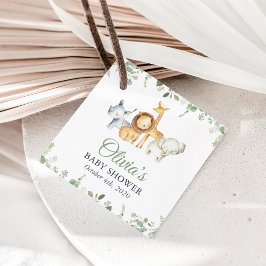 サファリの動物，ジャングル，野生動物，赤ちゃんシャワー フェイバータグ