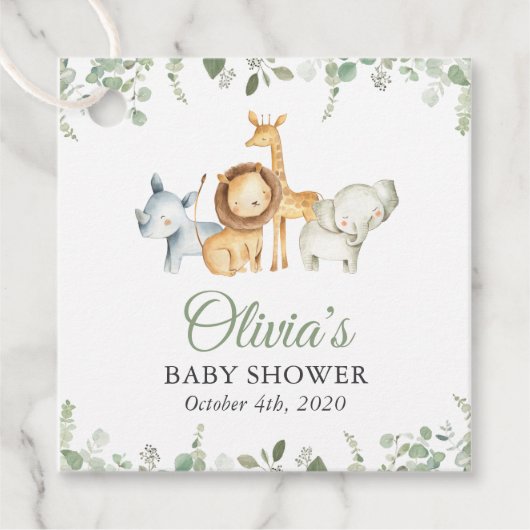 サファリの動物,ジャングル,野生動物,赤ちゃんシャワー フェイバータグ (正面)