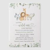 サファリの動物，ジャングル，野生動物，赤ちゃんシャワー ベラム紙招待状 (正面)