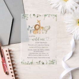 サファリの動物，ジャングル，野生動物，赤ちゃんシャワー ベラム紙招待状