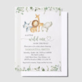 サファリの動物，ジャングル，野生動物，赤ちゃんシャワー ベラム紙招待状 (オフセット)