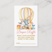 サファリの動物 ピンクの風船 おむつくじ シャワー エンクロージャーカード (正面)