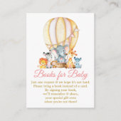 サファリの動物 ピンクの風船 赤ちゃんのシャワー絵本 エンクロージャーカード (正面)