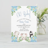 サファリの動物 ブルーボーイ シャワー ご招待 招待状 (スタンド正面)