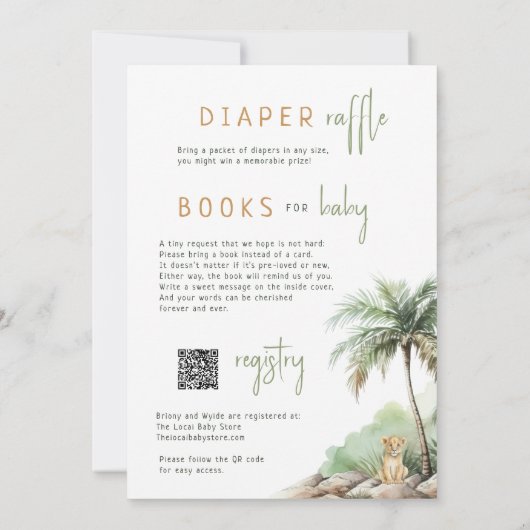 サファリの動物「ワイルドワン」 | 1つの赤ん坊シャワーで 招待状 (裏面)