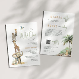 サファリの動物「ワイルドワン」 | 1つの赤ん坊シャワーで 招待状