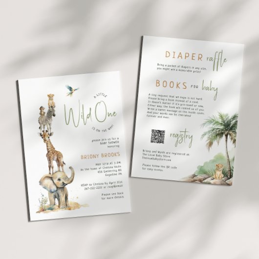 サファリの動物「ワイルドワン」 | 1つの赤ん坊シャワーで 招待状