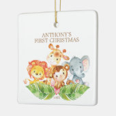 サファリの動物 赤ちゃんの初めてのクリスマス オーナメント (左)
