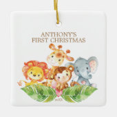 サファリの動物 赤ちゃんの初めてのクリスマス オーナメント (正面)