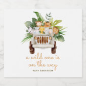 サファリの動物 – 野生の赤ちゃんシャワー スパークリングワインラベル (シングルラベル)