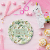 サファリの動物 – Giraffes水彩グリーンベージュ ペーパープレート (パーティー)