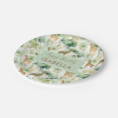 サファリの動物 – Giraffes水彩グリーンベージュ ペーパープレート (アングル)