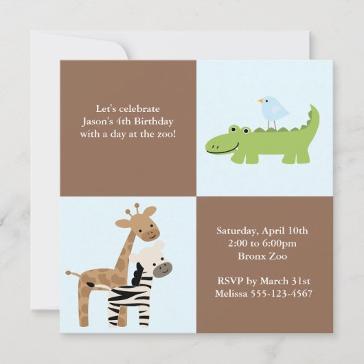 サファリの友人の子供の誕生会 招待状 (正面)