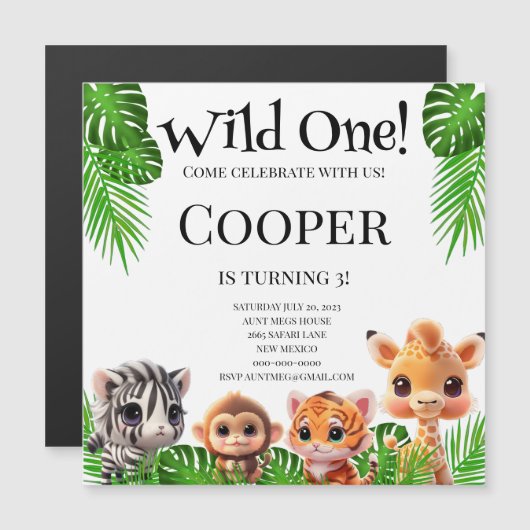 サファリの友人タイガーgiraffe zebra monkey birthday (正面/裏面)