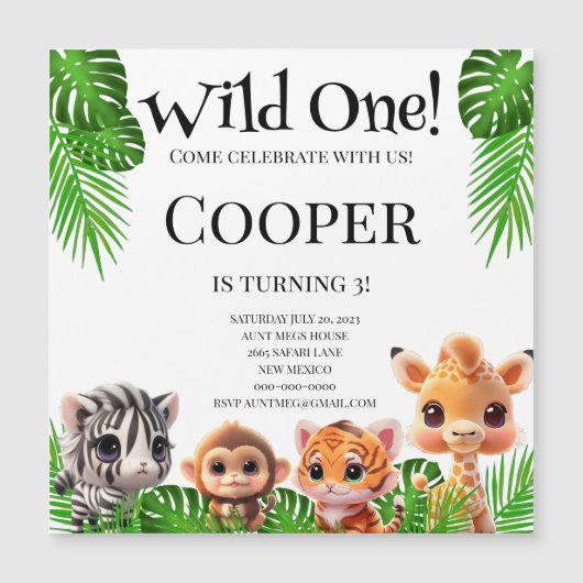 サファリの友人タイガーgiraffe zebra monkey birthday (正面)