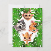 サファリの友人タイガーgiraffe zebra monkey birthday カード (裏面)